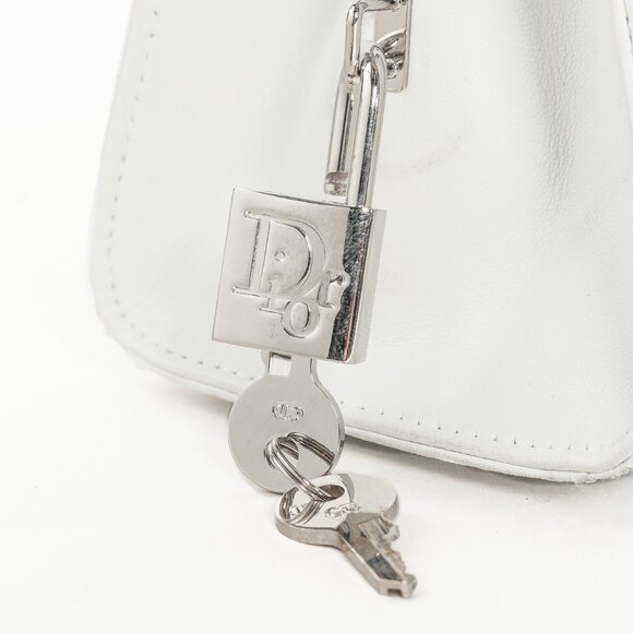 Christian Dior Lady Dior East-West White Leather Double Handle Bag - Picture 10 of 14